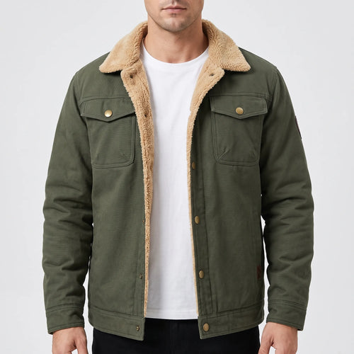 AlpineTrail - Men's Lined Button-Down Sherpa Jacket