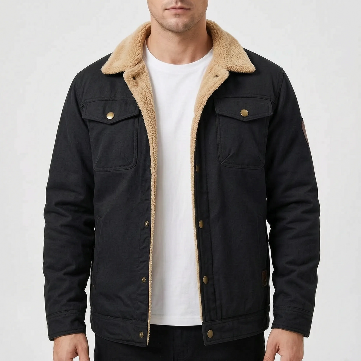 AlpineTrail - Men's Lined Button-Down Sherpa Jacket