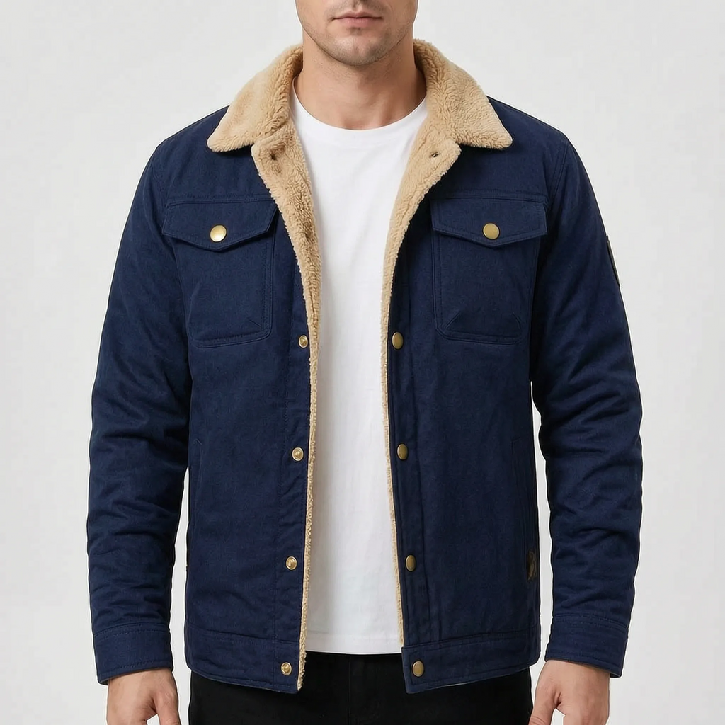 AlpineTrail - Men's Lined Button-Down Sherpa Jacket
