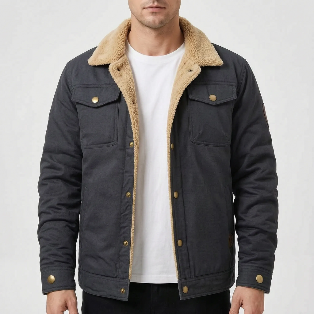 AlpineTrail - Men's Lined Button-Down Sherpa Jacket