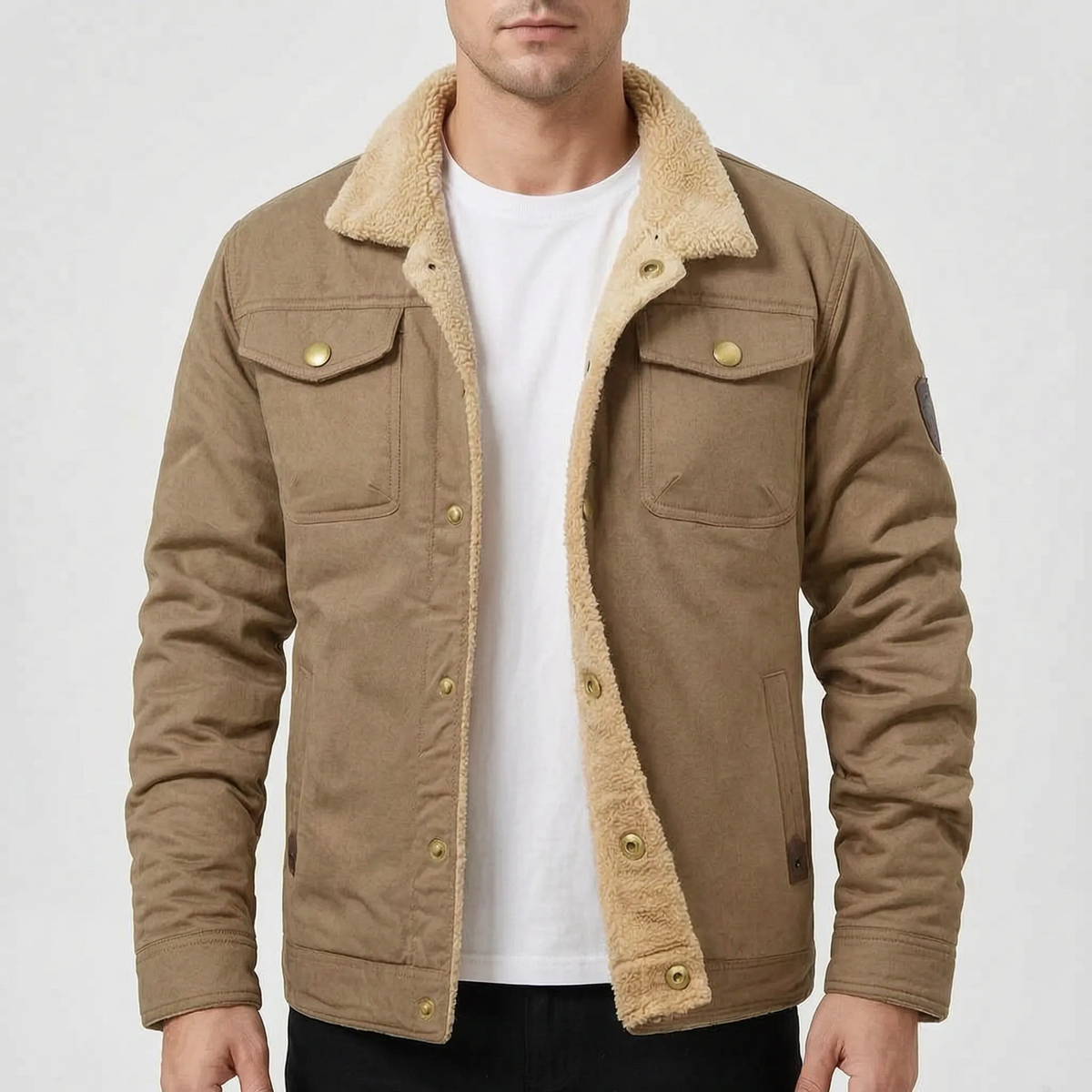 AlpineTrail - Men's Lined Button-Down Sherpa Jacket