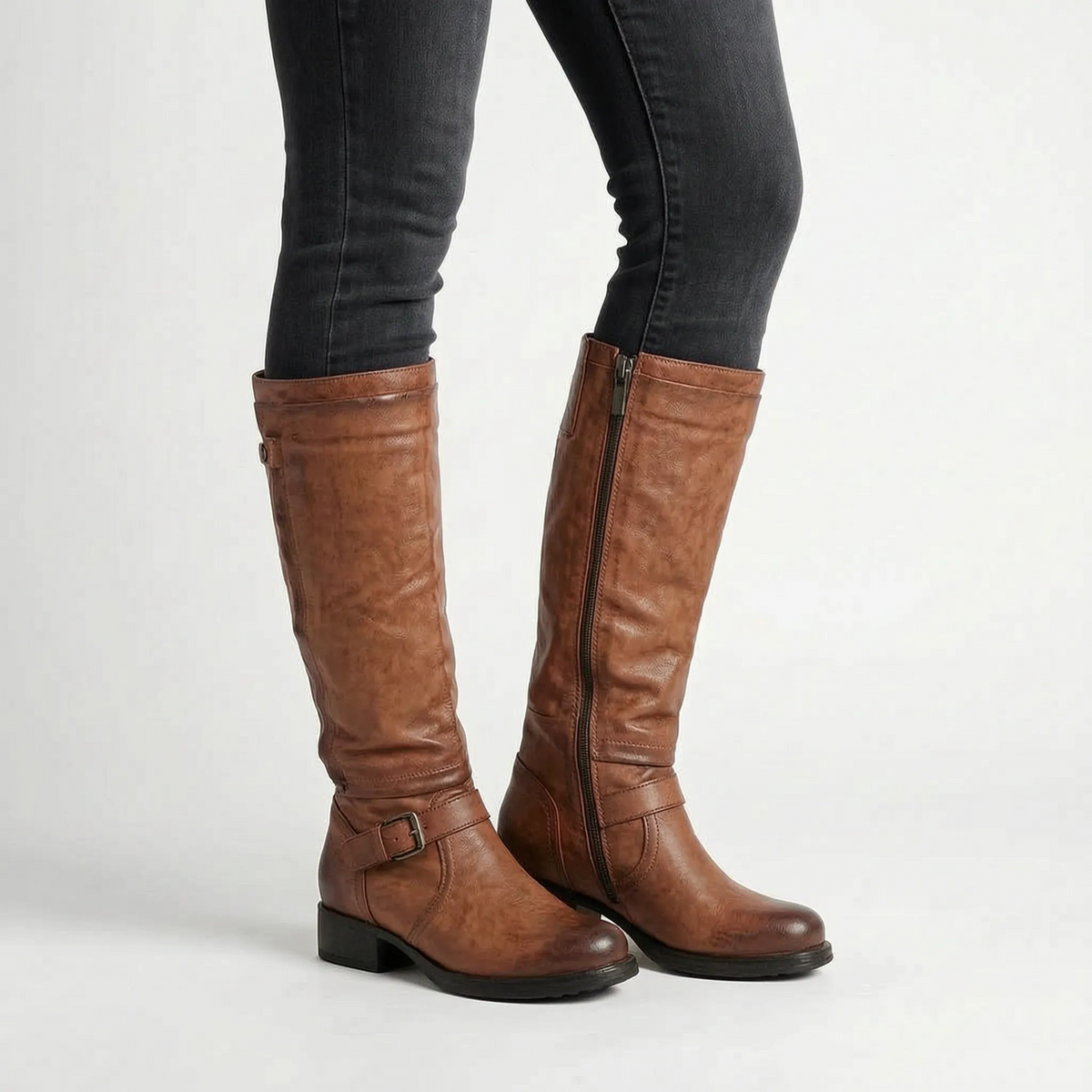 Aurala | Classic Round Toe Knee High Boots