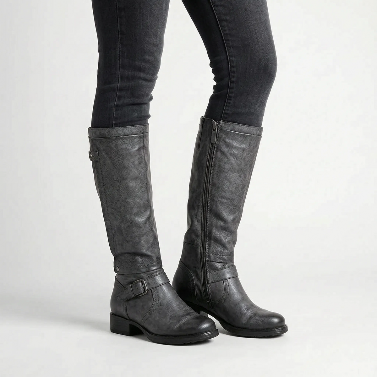 Aurala | Classic Round Toe Knee High Boots