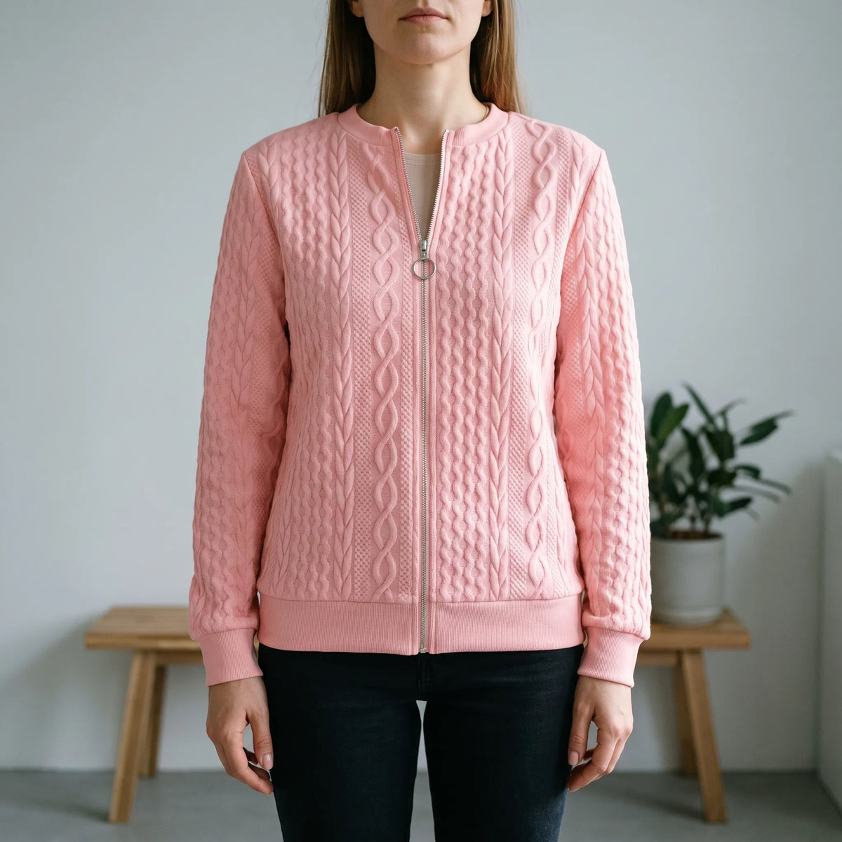 CableLuxe | Women's Zip Up Sweater