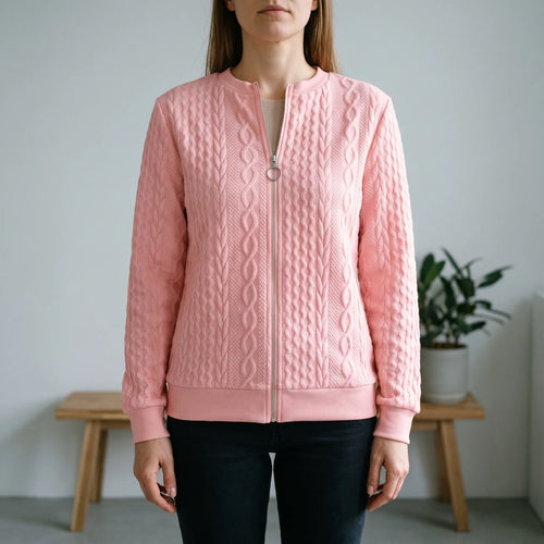 CableLuxe | Women's Zip Up Sweater