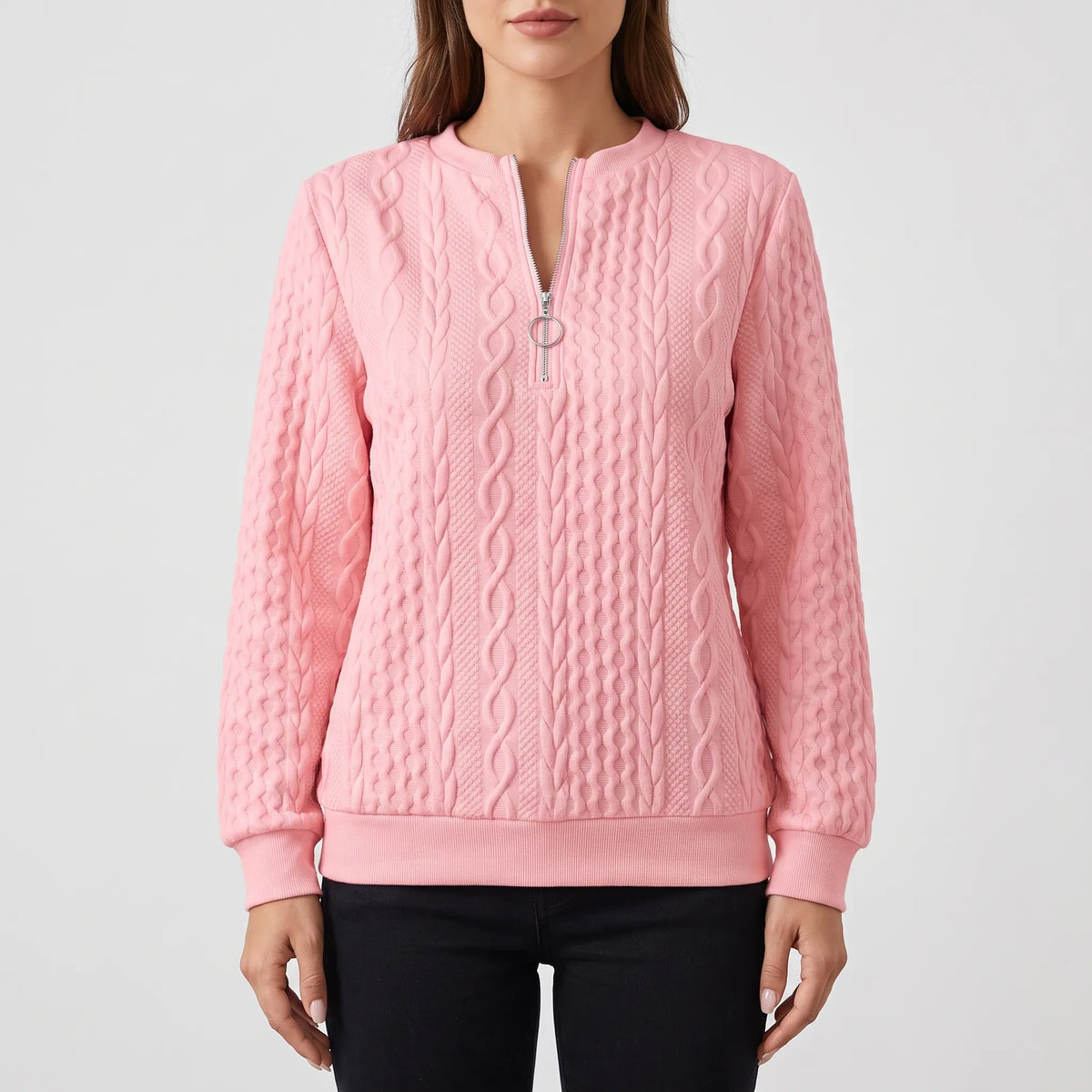 CableLuxe | Women's Zip Up Sweater