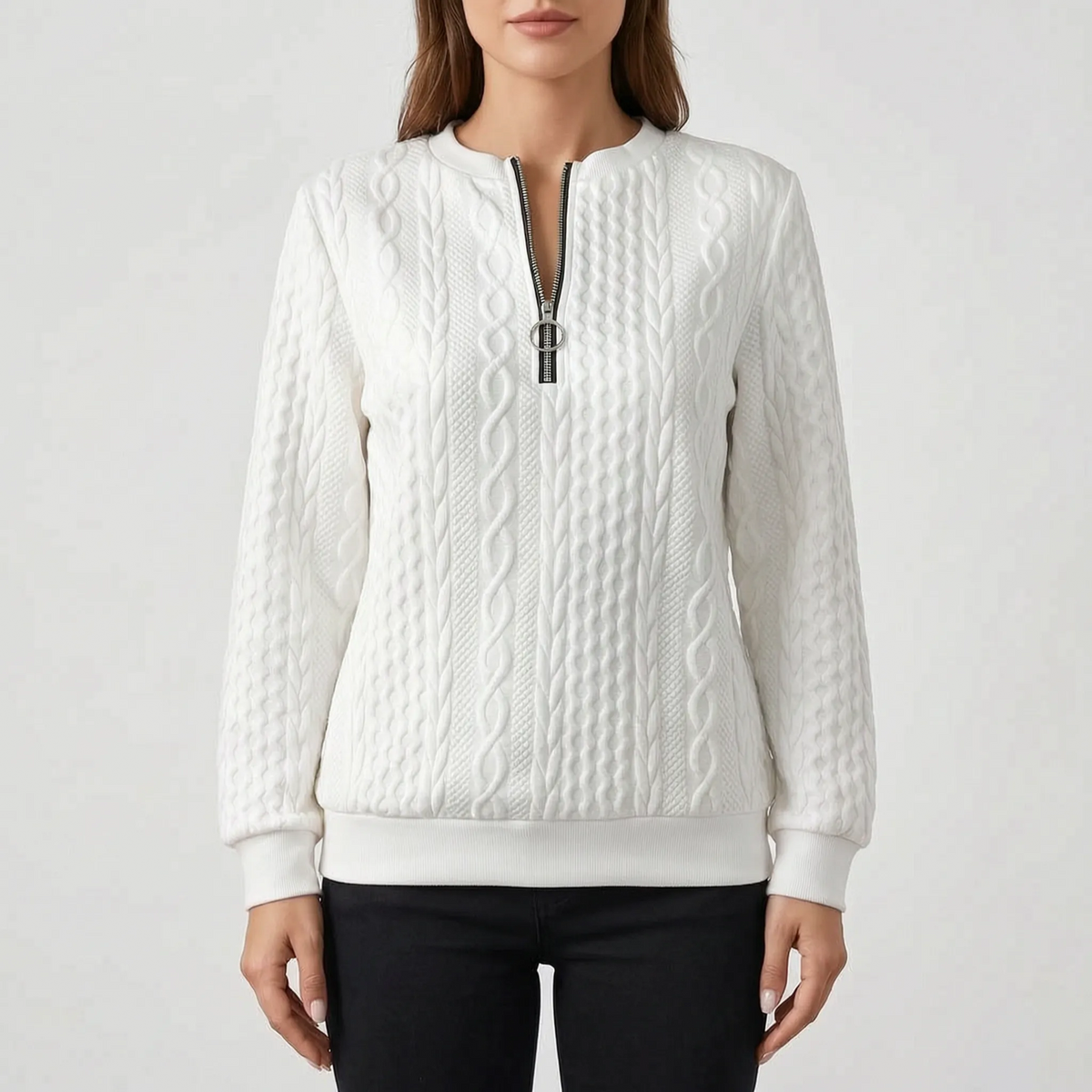CableLuxe | Women's Zip Up Sweater