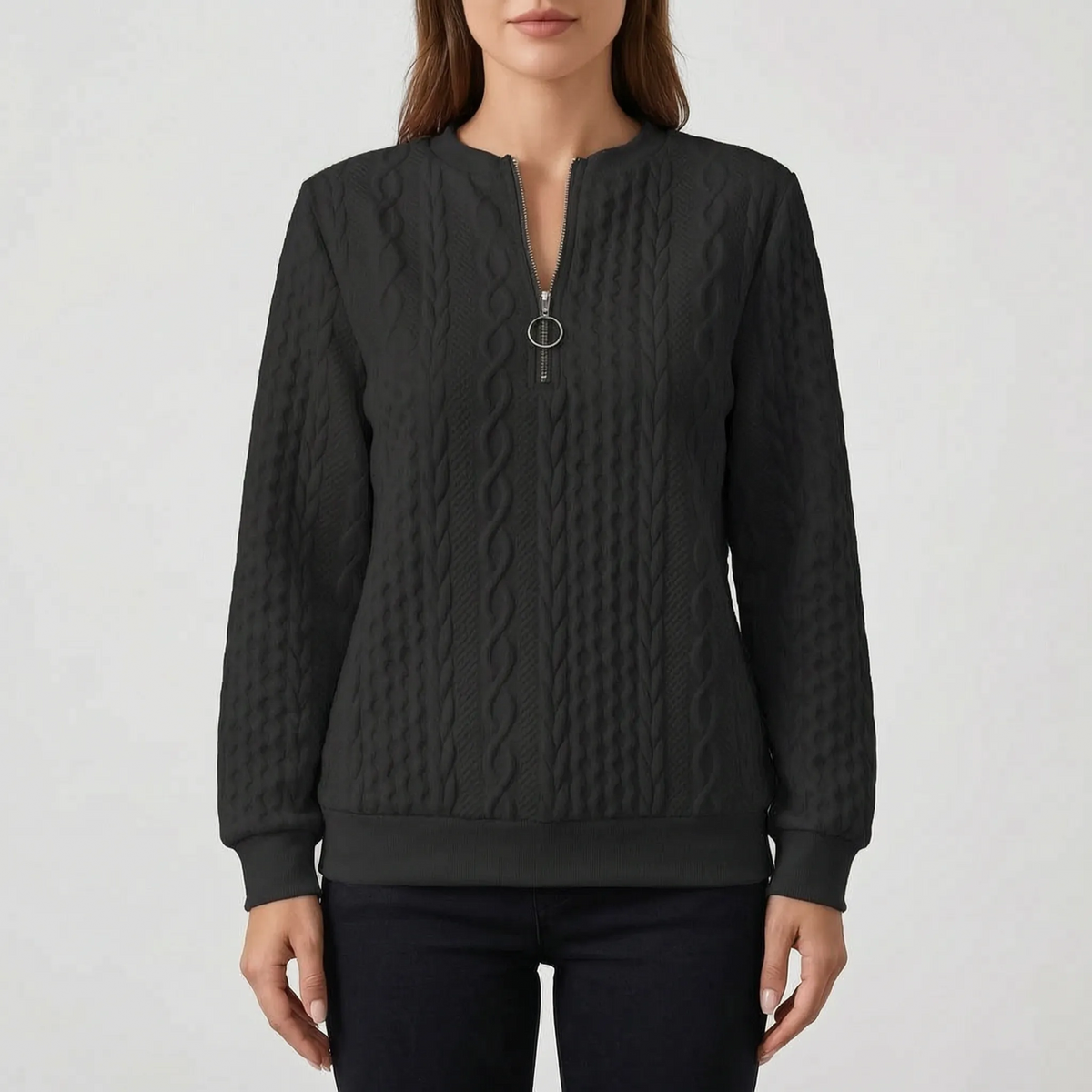 CableLuxe | Women's Zip Up Sweater