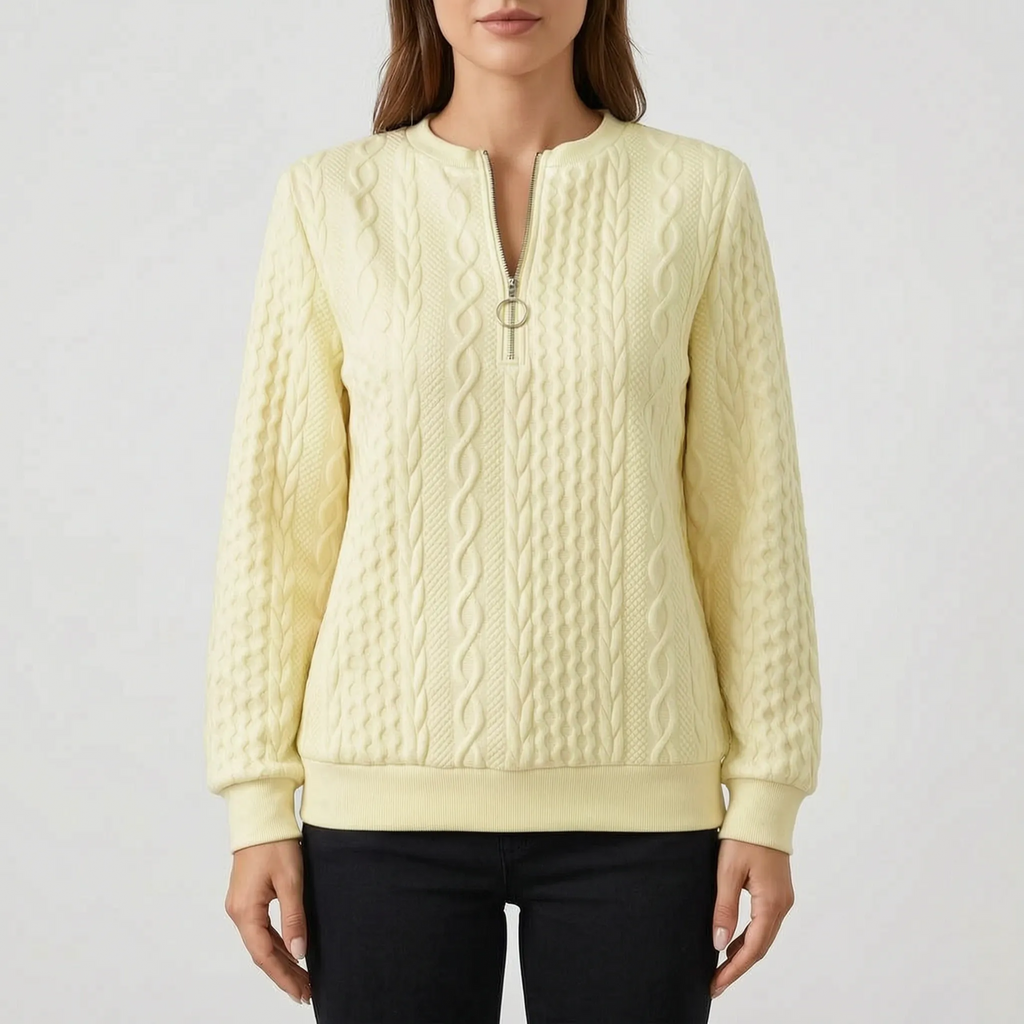 CableLuxe | Women's Zip Up Sweater