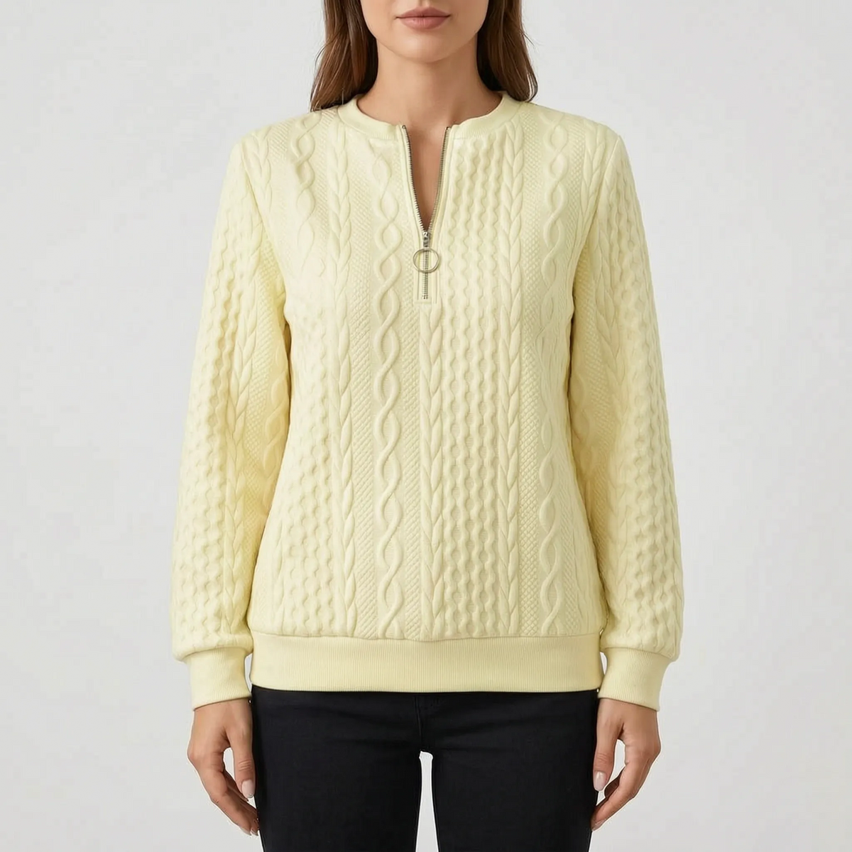 CableLuxe | Women's Zip Up Sweater