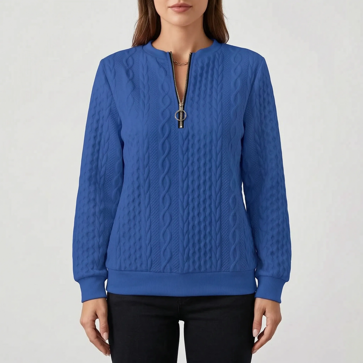 CableLuxe | Women's Zip Up Sweater