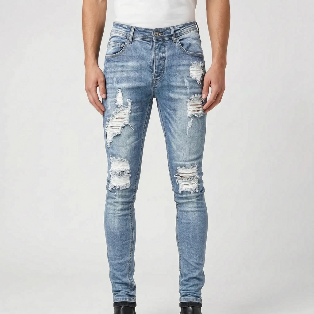 EdgeDenim - Skinny Distressed Men's Ripped Jeans