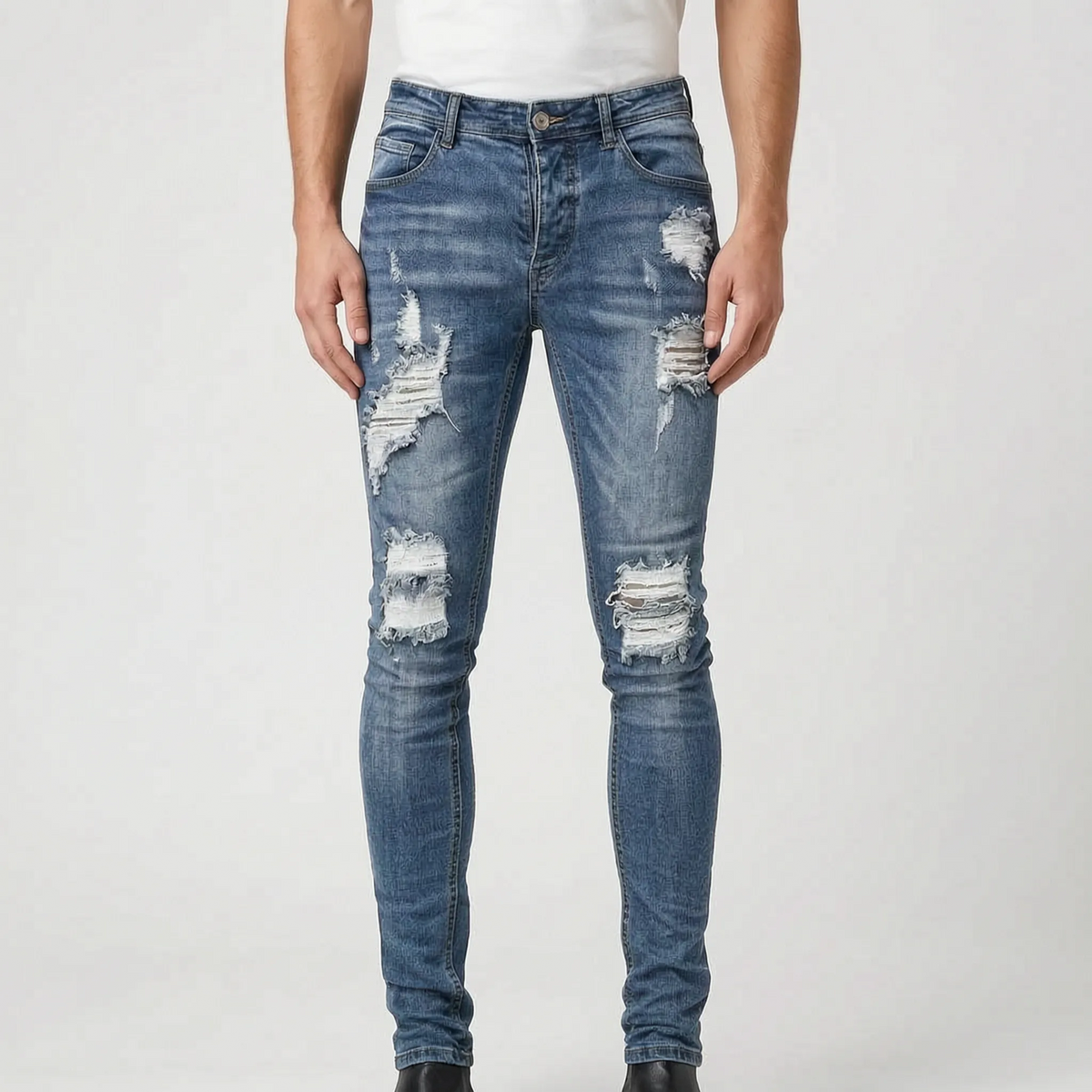 EdgeDenim - Skinny Distressed Men's Ripped Jeans