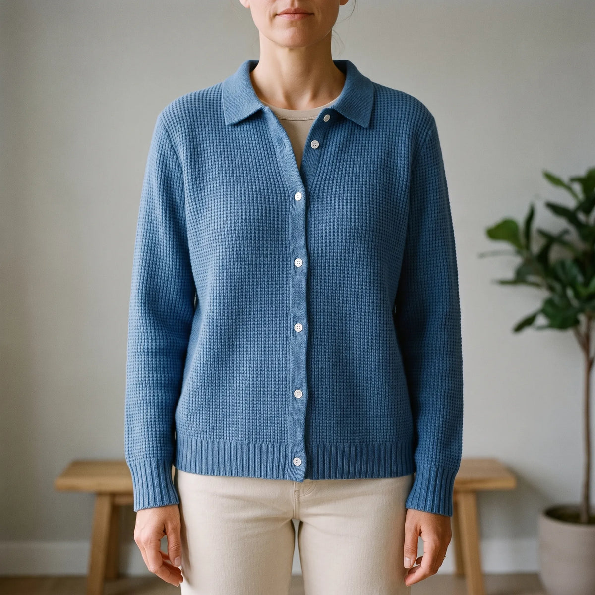 KnitVibe | Structured Collar Knit Cardigan