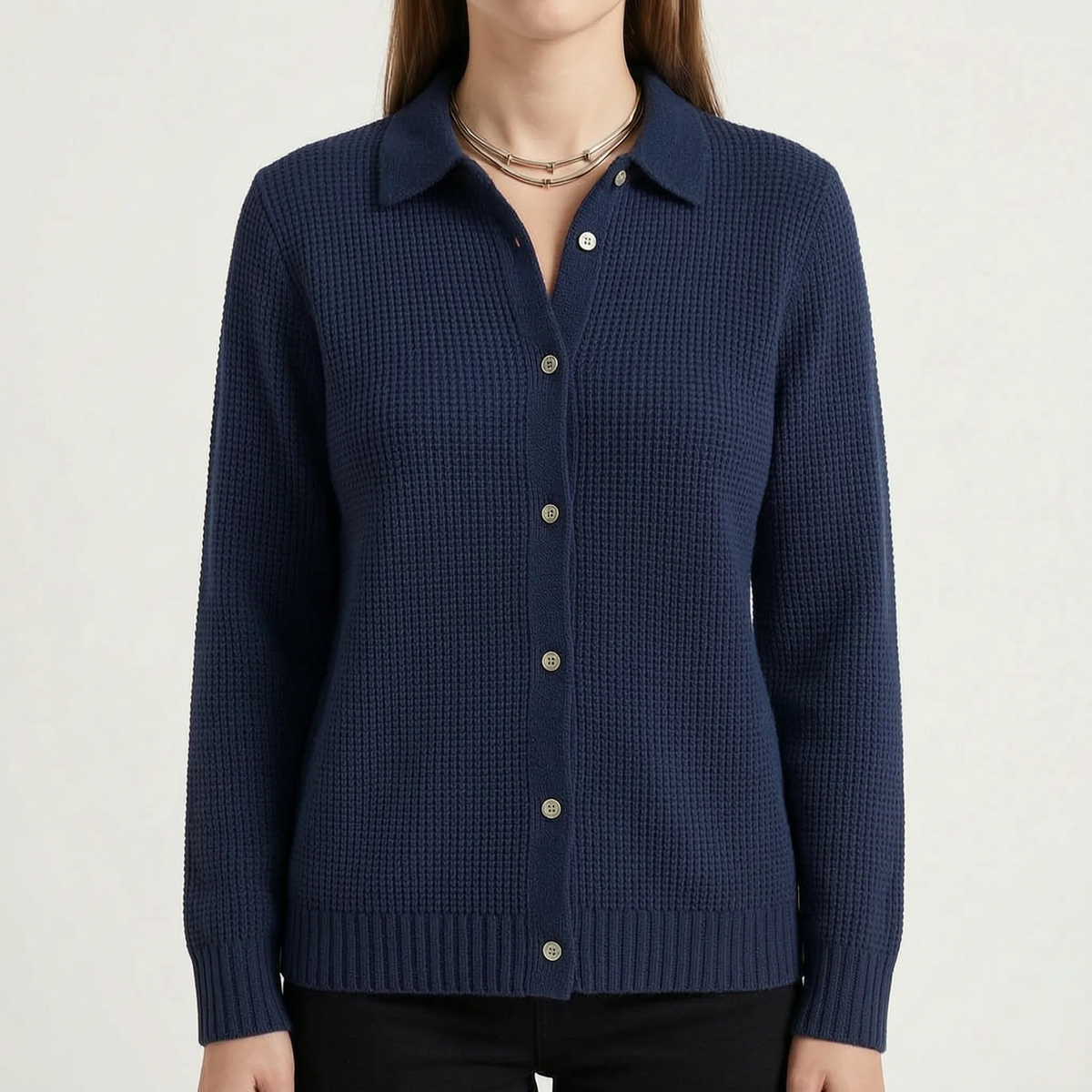 KnitVibe | Structured Collar Knit Cardigan