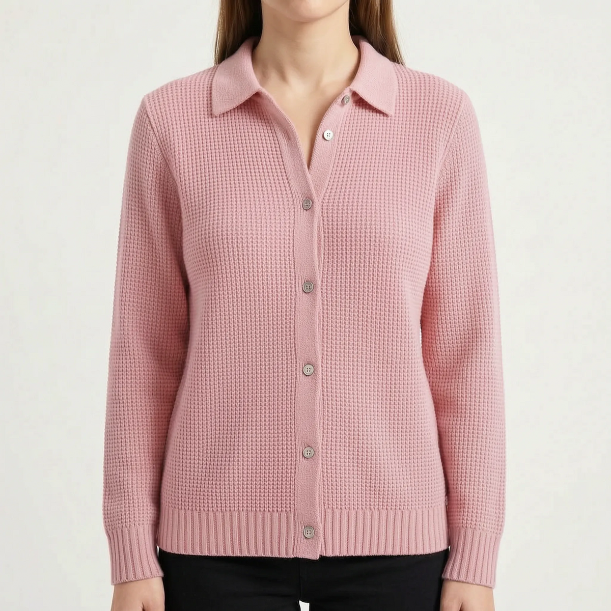 KnitVibe | Structured Collar Knit Cardigan