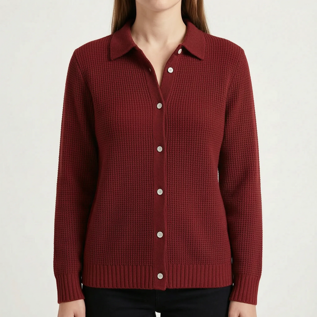 KnitVibe | Structured Collar Knit Cardigan