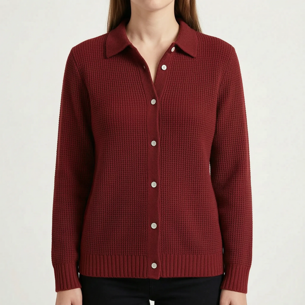 KnitVibe | Structured Collar Knit Cardigan