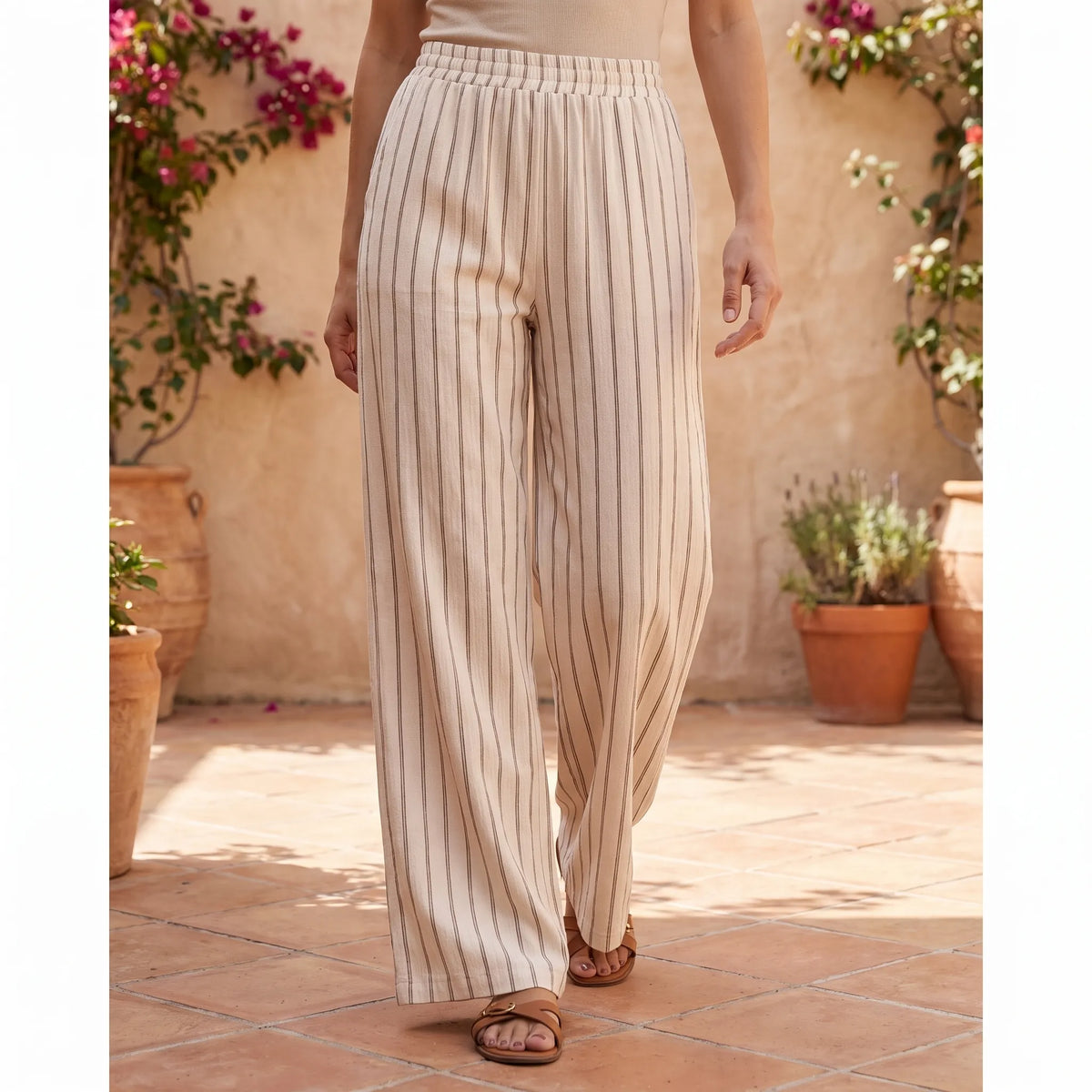 Stripeora | Striped Wide Leg Pants
