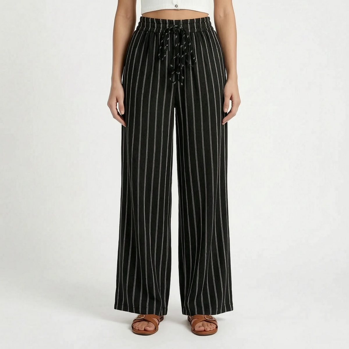 Stripeora | Striped Wide Leg Pants
