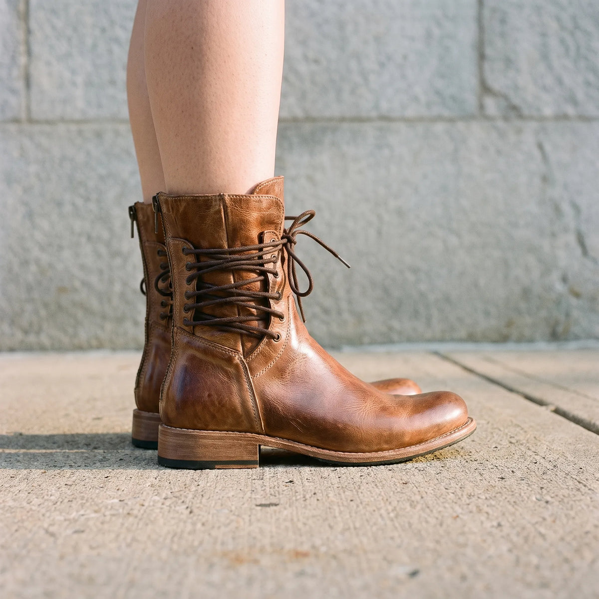 Treadis | Women's Chunky Heel Lace-Up Ankle Boots
