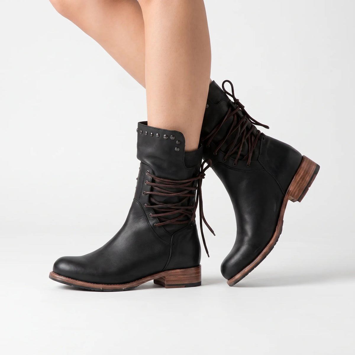 Treadis | Women's Chunky Heel Lace-Up Ankle Boots