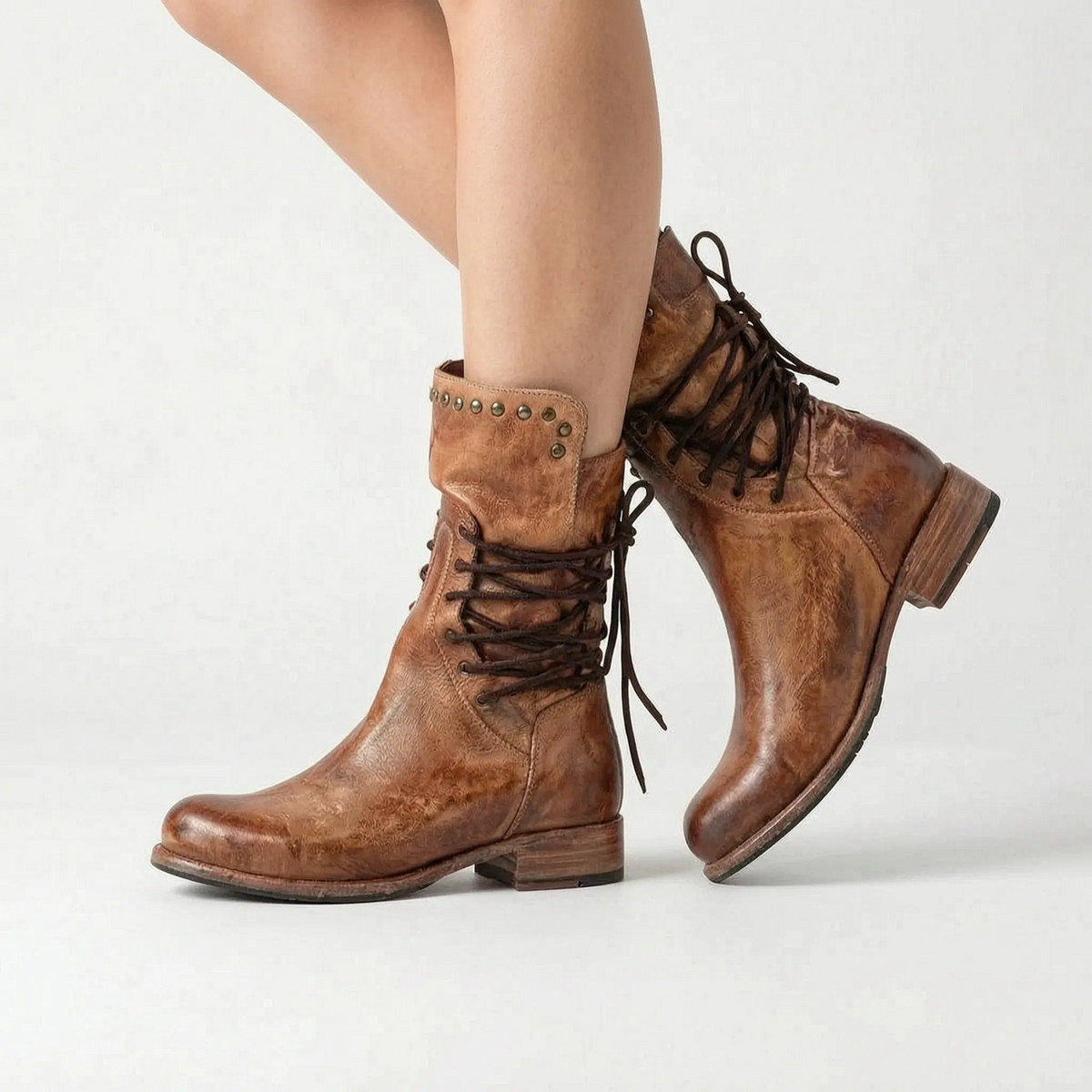 Treadis | Women's Chunky Heel Lace-Up Ankle Boots