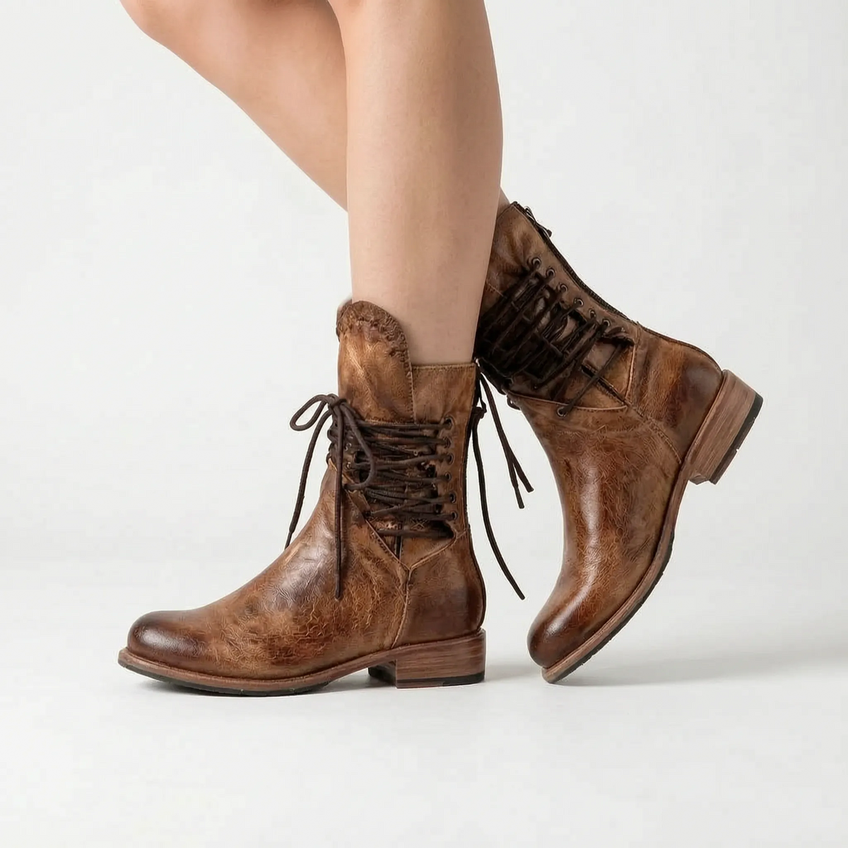 Treadis | Women's Chunky Heel Lace-Up Ankle Boots