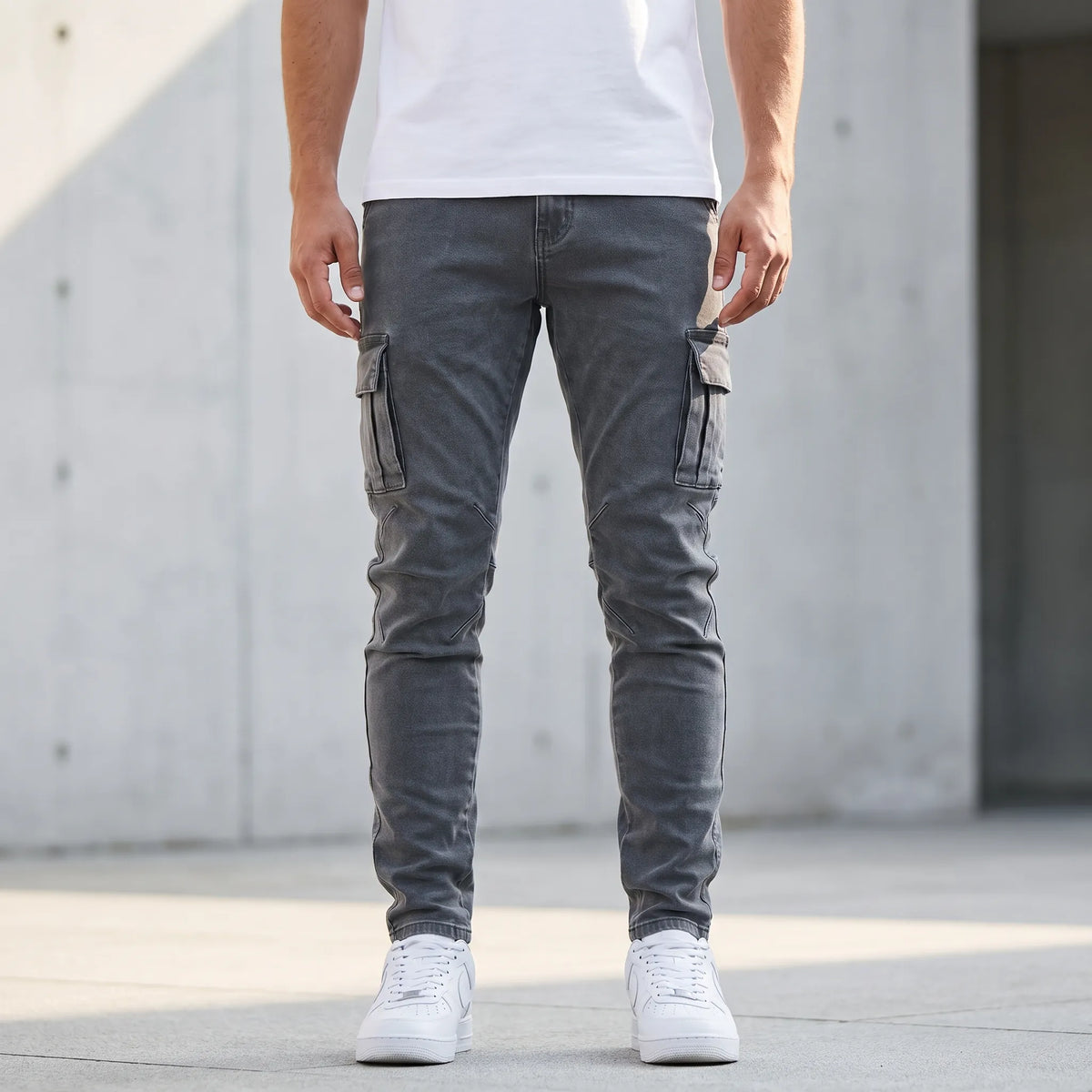 UrbaneTrek - Skinny-Fit Men's Cargo Pants