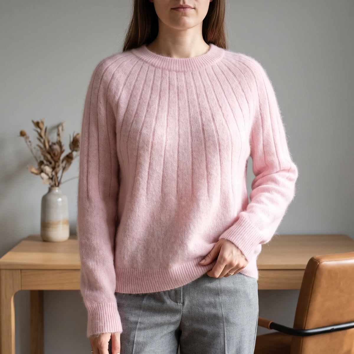 Vellate | Classic Ribbed Crewneck Knit Sweater