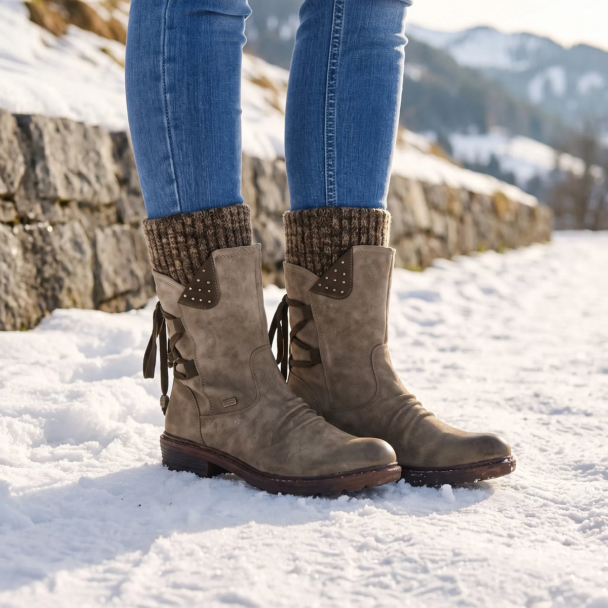 WinterStrides | Casual Knit-Collar Winter Ankle Boots