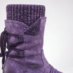 WinterStrides | Casual Knit-Collar Winter Ankle Boots