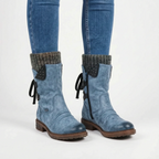 WinterStrides | Casual Knit-Collar Winter Ankle Boots