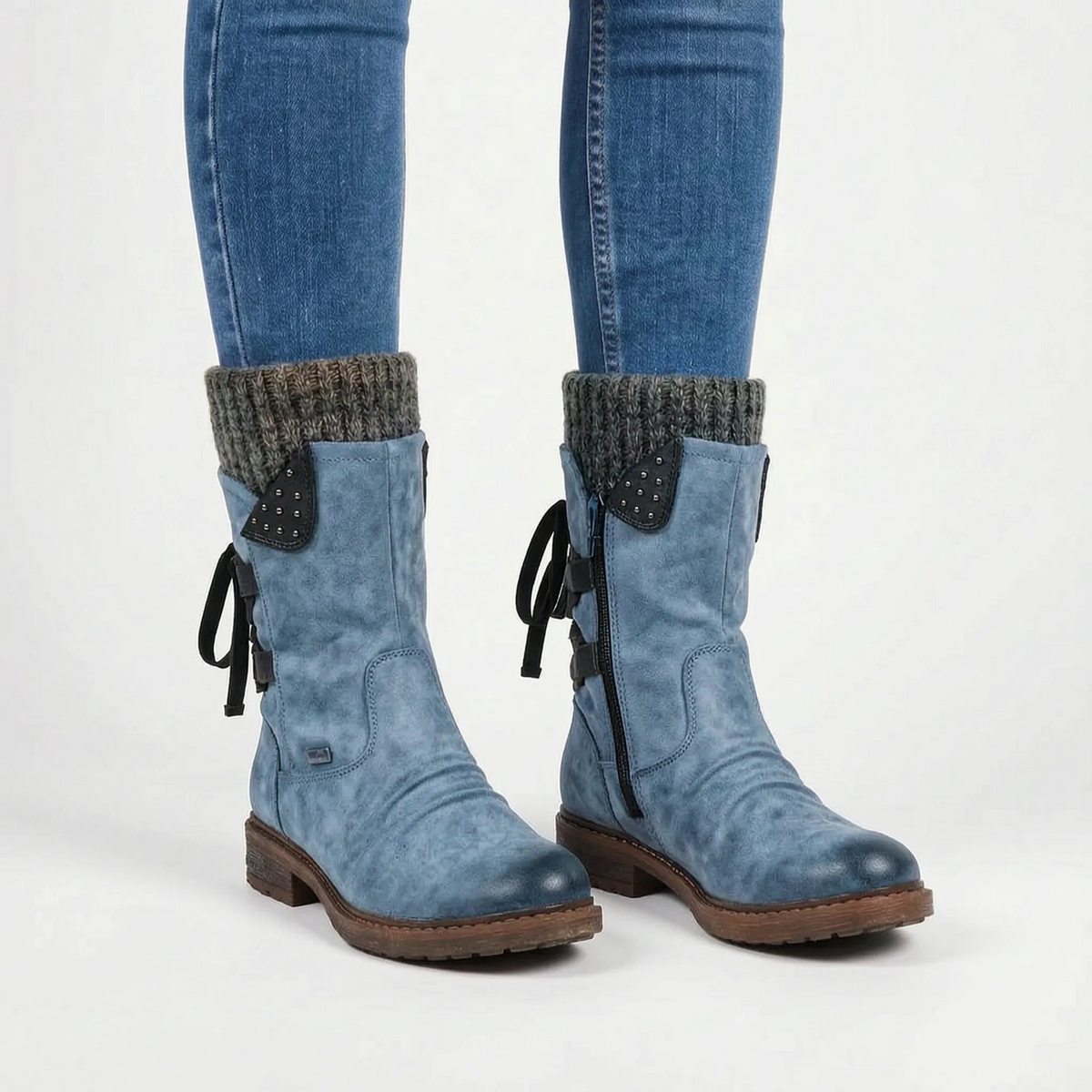 WinterStrides | Casual Knit-Collar Winter Ankle Boots