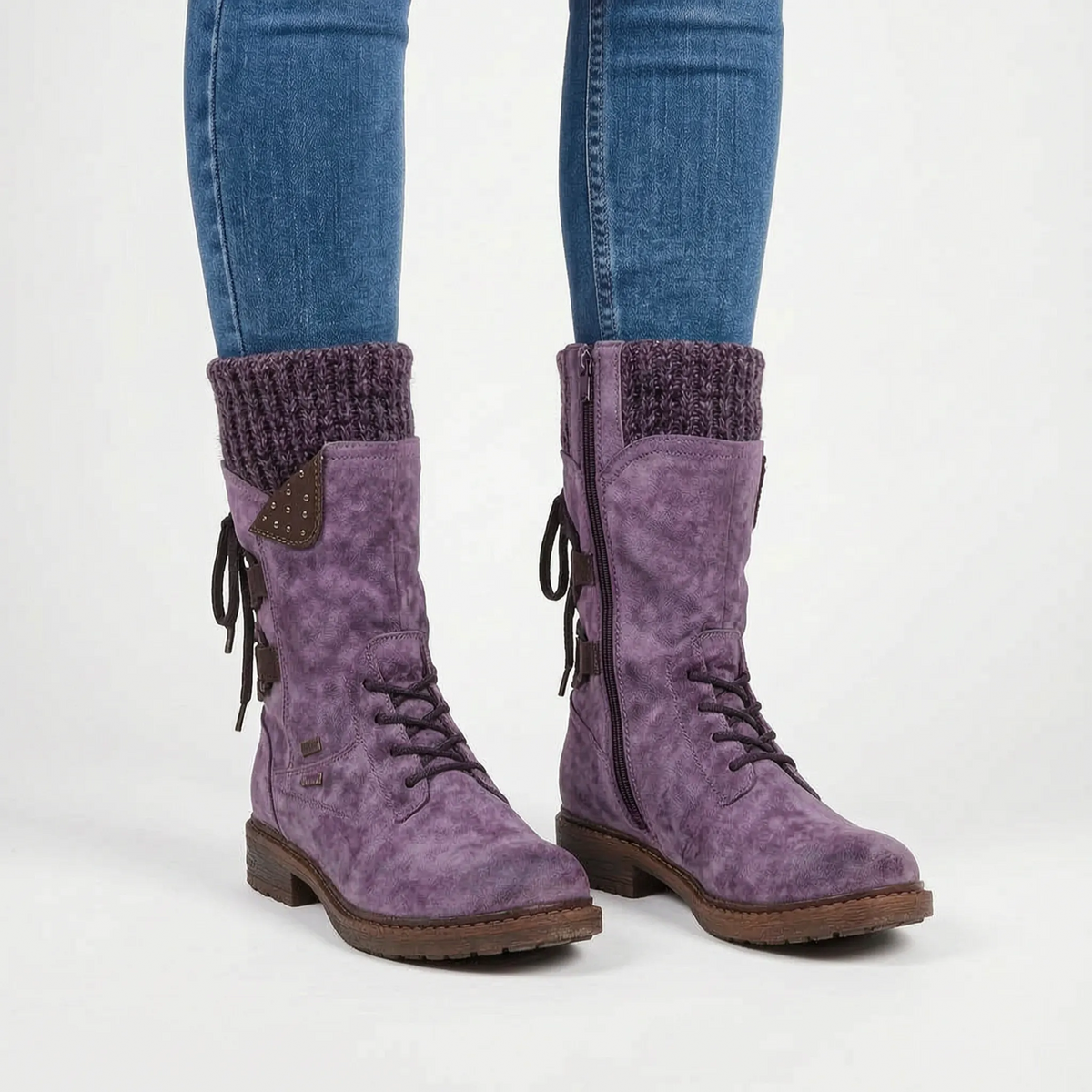 WinterStrides | Casual Knit-Collar Winter Ankle Boots